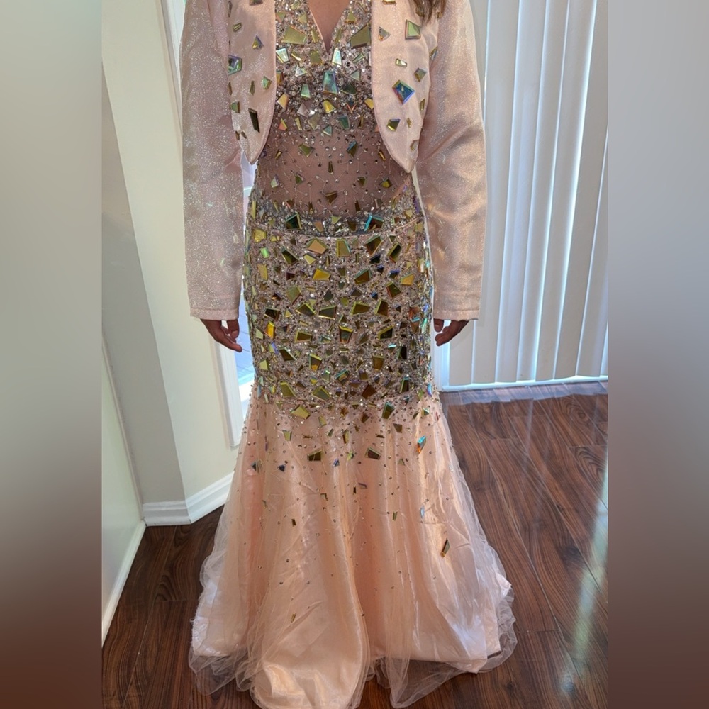 Elegant Sequin Embellished Pink Gown